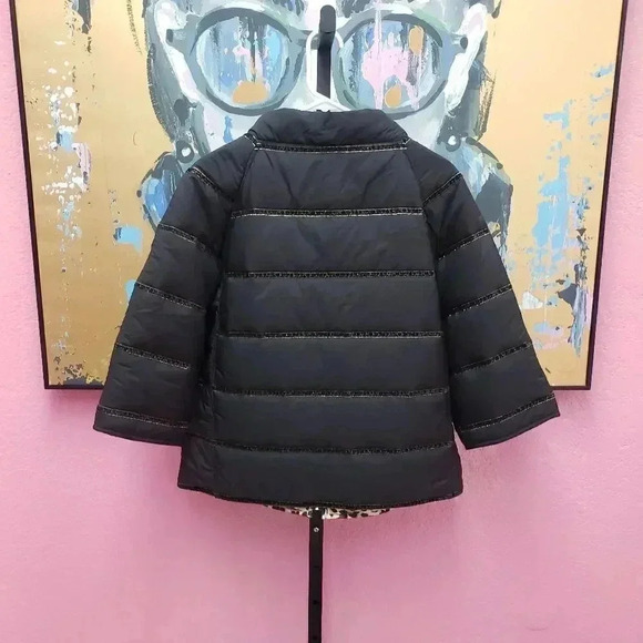 Chico's Reversible Puffer Jacket Black/Animal Print - Picture 3 of 6